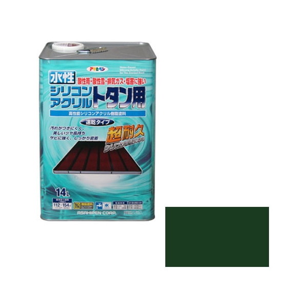 アサヒペン 水性シリコンアクリルトタン用 14L (緑)