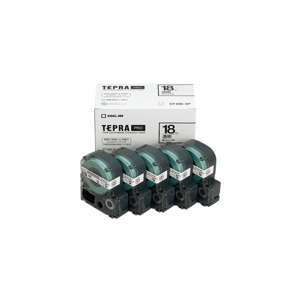 KING JIM 1318-ST18K-5P テプラPROテープエコパック 透明ラベル5個入の通販は 5,359円