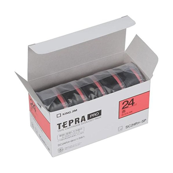 KING JIM 1318-SC24R-5P テプラPROテ-プエコノパック 5個入 24mm赤の通販は