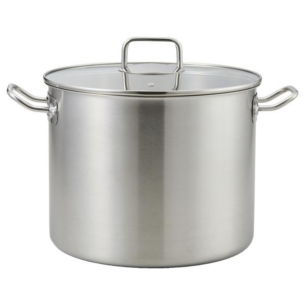 ND-6348 寸胴鍋 28cm サテン エコーズ 軽い 見える ステンレス ガラス蓋付 IH対応 ベストコの通販は