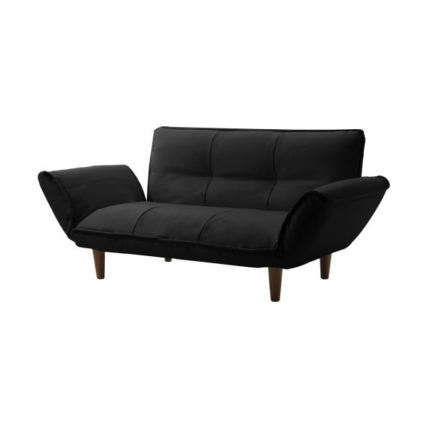 KAN ソファ PVCブラック 日本製 14段 リクライニング 座面ポケットコイル 二人掛け A01p-597BK CELLUTANE メーカー直送の通販は