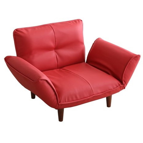 A282p-596RE PVCレッド 和楽 CELLUTANE [カウチソファ 日本製 14段 リクライニング 一人掛け] メーカー直送の通販は