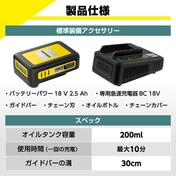 KARCHER(ケルヒャー) 3.137-223.0 充電式チェンソー CNS 18-30 バッテリーセット_4