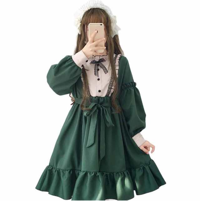 ゴスロリ ワンピース ドレス 長袖 復古風 フリル お嬢様 ガールズ 緑 演出服 ゴシック系 ロリータの通販はau Pay マーケット アールトレードショップ