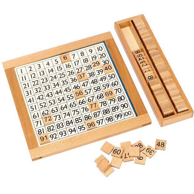 知育玩具 木製 おもちゃ 数字パズル (100並べセット) モンテッソーリ ...