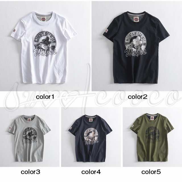 Tシャツ 半袖 メンズ クルーネック プリント かっこいい Tシャツ