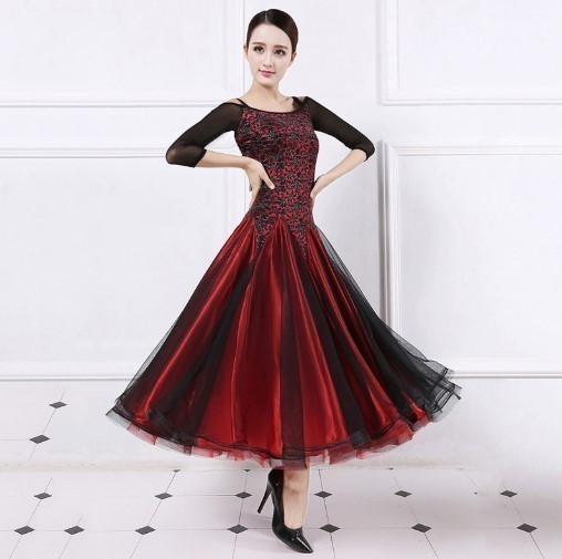 ファッション通販】 赤 レッド 社交ダンスドレス モダンドレス ドレス 