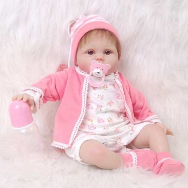 リボーンドール リアル赤ちゃん人形 かわいいベビー人形 衣装と哺乳瓶 おしゃぶり付き ブラウンアイ 優しいお顔の女の子の通販はau Pay マーケット オータムネットショップ