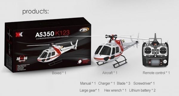 XK AS350 K123 6CH 3D 6G システムブラシレスモータBNF RCヘリコプター トランスミッター 送信機の通販はau PAY  マーケット - オータムネットショップ