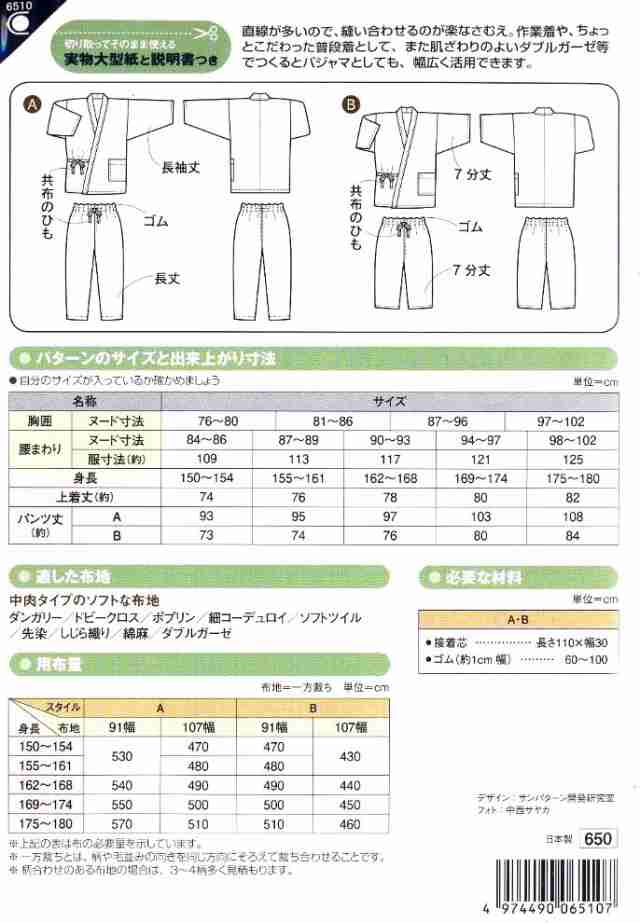 パターン 型紙 さむえ 簡単 実寸大 実物大 作り方 レシピ 大人 エプロン 浴衣 じんべの通販はau Pay マーケット 手芸のピロル Au Pay マーケット店