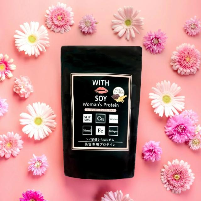 【 12個セット 】ウィズソイ ウーマンズプロテイン 500g チョコレート味（シェイカー・スプーン付き） WITH SOY Woman’s Protein 美容成分入り ソイプロテイン 大豆 女性ホルモン植物性エストロゲン ビタミン 鉄分 飲みやすい ODEKO オデコ