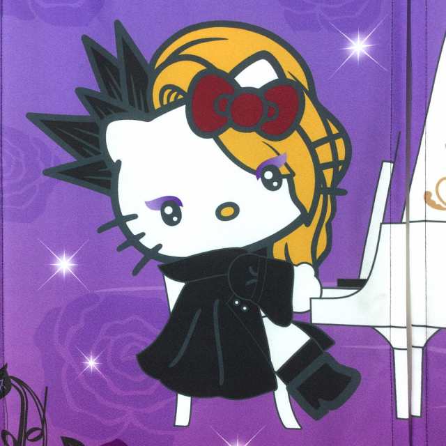 のれん 85×150cm(ロング) サンリオ YOSHIKITTY (ヨシキティ) 絵羽柄 [Sanrio X JAPAN YOSHIKI コラボ  キャラクター]