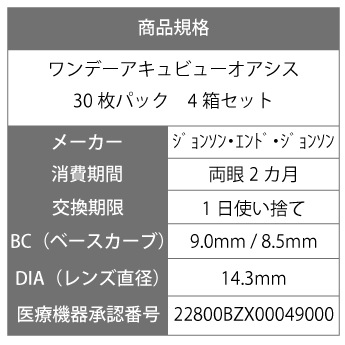 送料無料】 ワンデーアキュビューオアシス 30枚パック 4箱セットの通販は -ワンデータイプ conbasa.es