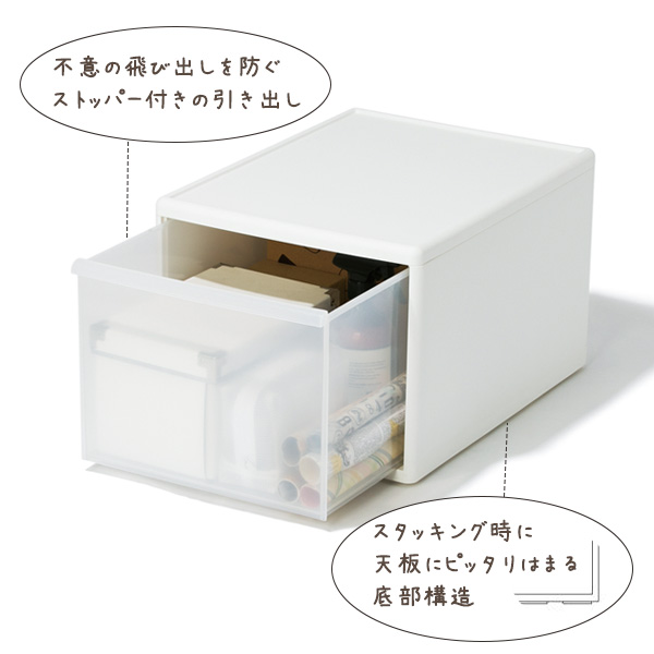 Like-it 組み合わせて使える収納ケース ワイドL×4個セット 幅34×奥行46.5×高さ28cm ホワイト / グレー ｜ ライクイット 衣装ケース 日本製 引き出し収納 スタッキング 重ねる 繋げる メタルラック クローゼット シンプル_2