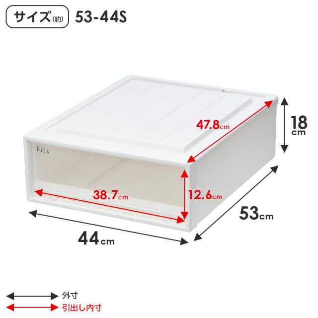 収納ケース Fits フィッツケースクローゼット 幅44×奥行53×高さ18cm ホワイトクリア 5個セット 53-44S ｜ プラスチック 引き出し 収納ボックス 衣装ケース 押入れ収納 積み重ね ウォークインクローゼット スタッキング