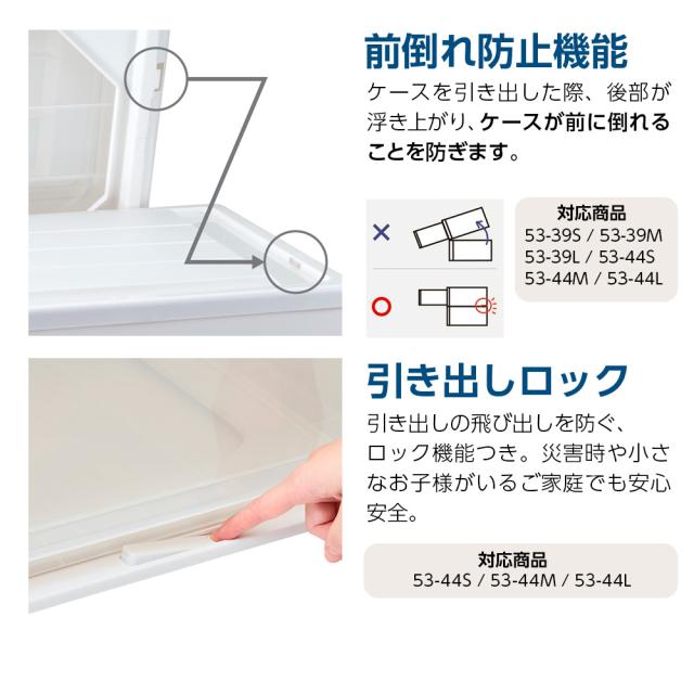 収納ケース Fits フィッツケースクローゼット 幅44×奥行53×高さ18cm ホワイトクリア 5個セット 53-44S ｜ プラスチック 引き出し 収納ボックス 衣装ケース 押入れ収納 積み重ね ウォークインクローゼット スタッキング