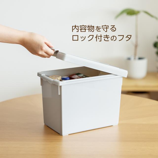 ケース販売 収納ボックス いれと庫 interior L 18個セット グレー / ベージュ ｜ 奥行 30cm インテリア 日本製 いれとこ フタ付き 壁面収納 棚 ラック上 シューズボックス キッチン 収納 ランドリー 隠す収納 シンプル_3