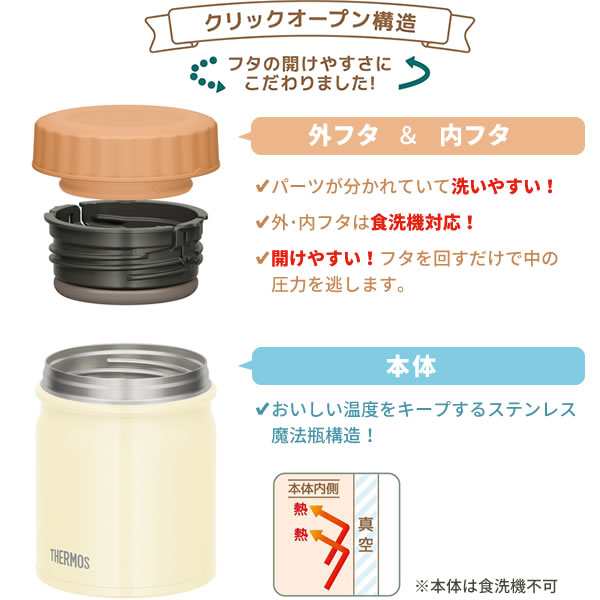 サーモス スープジャー 真空断熱スープジャー 300ml クリームホワイト(CRW) JBT-301 ｜ THERMOS スープ用 シチュー用 味噌汁  保温弁当 魔の通販はau PAY マーケット - 生活雑貨マスト au PAY マーケット店