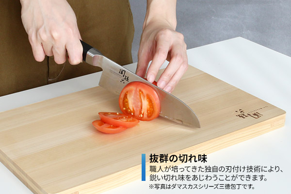貝印 関孫六 ダマスカス 包丁2本 + シャープナー 3点セット (三徳包丁 刃渡り16.5cm AE5200 + ペティナイフ 12cm AE5202 + ダイヤモンド＆セラミックシャープナー AP0308) ｜ 高級 日本製 上質 ステンレス_5