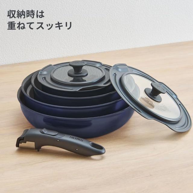 サーモス オンライン限定 取っ手のとれる フライパンセット 9点セット KSE-9A ｜ ガス火専用 THERMOS 取っ手が取れる 鍋 フライパンセット PFOA PFOS フリー 鍋セット 新生活_4