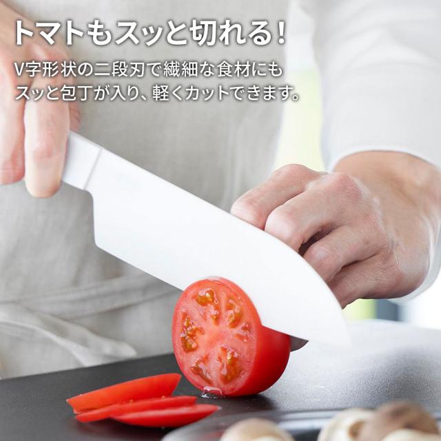 包丁 三徳包丁 山崎実業 tower タワー セラミックナイフ 三徳 刃渡り/16.5cm ホワイト 10121 / ブラック 10122 ｜ 両刃 食洗機対応 日本製 軽量 軽い キッチンナイフ 切れ味 長持ち 錆びない 国産 白 黒 シンプル おしゃれ_3