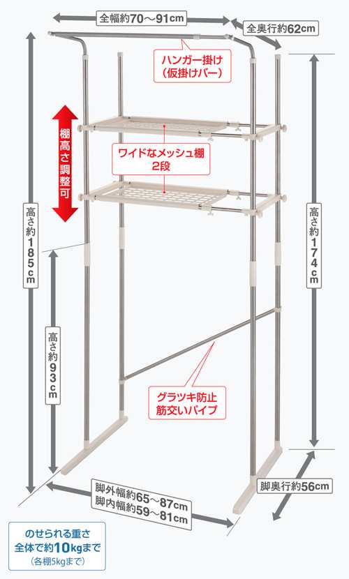 積水樹脂 洗濯機ラック ステンレス洗濯機ラック ステン＆ホワイト SSR