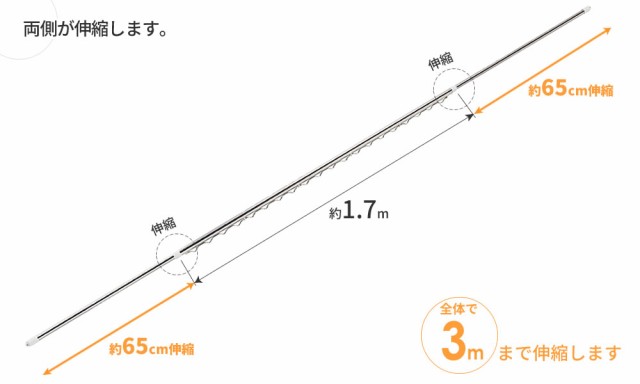 物干し竿 セキスイ ステンレス ハンガー掛け付き 伸縮竿 3m 1本 SH-30 ｜ 屋外 ステンレス 伸縮 物干竿 外用の通販はau PAY  マーケット - 生活雑貨マスト au PAY マーケット店 | au PAY マーケット－通販サイト