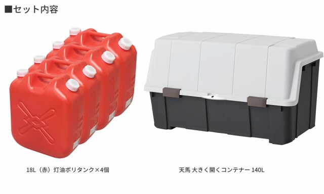 ストッカー 天馬 大きく開くコンテナー 140L ＆ 灯油缶18L赤×4個 セット ｜ 収納庫 収納ボックス 灯油タンクの通販はau PAY  マーケット - 生活雑貨マスト au PAY マーケット店