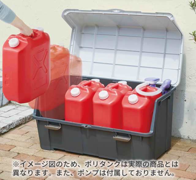 ストッカー 天馬 大きく開くコンテナー 140L ＆ 灯油缶18L赤×4個