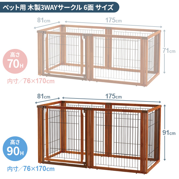 リッチェル ペット用 木製3WAYサークル 6面 (トレーセット) 高 リッチェル ペット用 木製3WAYサークル 6面 (トレーセット) 高