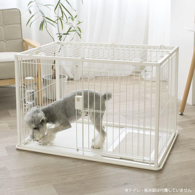 リッチェル インテリアペットサークル 90-60 屋根面セット ホワイト/ブラック ｜ ペット 犬 サークル トレー付 幅90cm 超小型犬 小型犬 屋根つき 組み立て スライドドア スチール おしゃれ モダン 白 黒 ペットケージ ゲージ_12