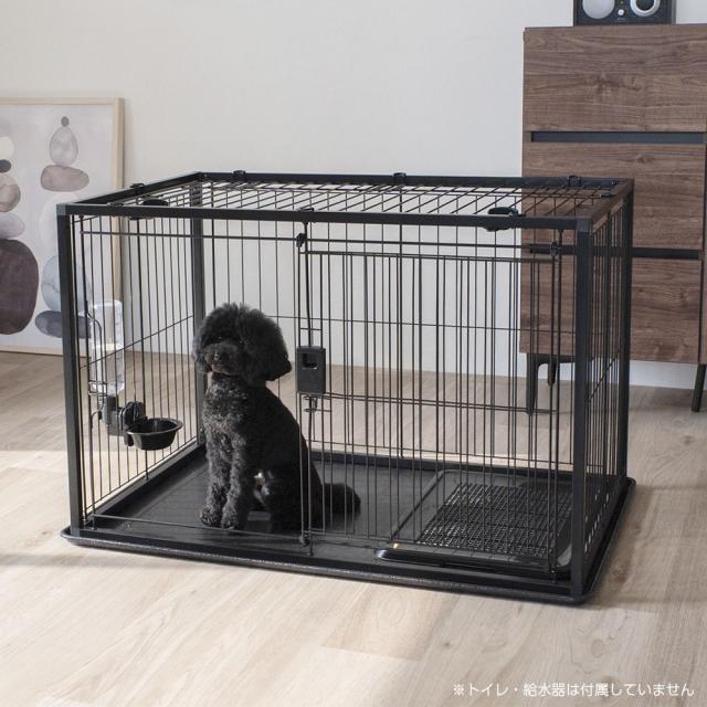 リッチェル インテリアペットサークル 90-60 屋根面セット ホワイト/ブラック ｜ ペット 犬 サークル トレー付 幅90cm 超小型犬 小型犬 屋根つき 組み立て スライドドア スチール おしゃれ モダン 白 黒 ペットケージ ゲージ_13