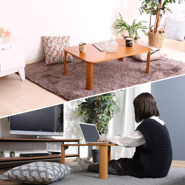 折脚ローテーブル ブラウン / ナチュラル ｜ 折りたたみ テーブル ローテーブル 折り畳み コンパクト収納 座卓 ちゃぶ台 一人暮らし センターテーブル 木目調 収納家具 家具の隙間に KSM-9060_4