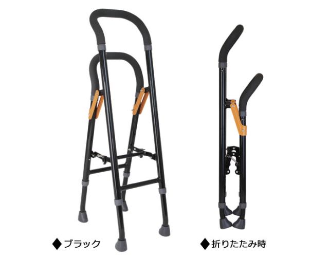 杖 手すりな杖 CAM04 幸和製作所 テイコブ/TacaoF 多脚杖 手すり 自立式 介護用品 ステッキ おしゃれ 介護用杖 立ち上がり ブラック