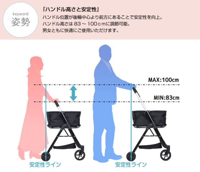 ショッピング カート 幸和製作所 前押しカートDX WCS02 折りたたみ 4輪 オシャレ 保冷 保温 前押し 大容量 カゴ載せ可 おしゃれ キャリーカート 軽量 コンパクト シンプル 買い物 運搬 キャリーワゴン マイバッグ 高さ調節 AURULA アウルラ_6