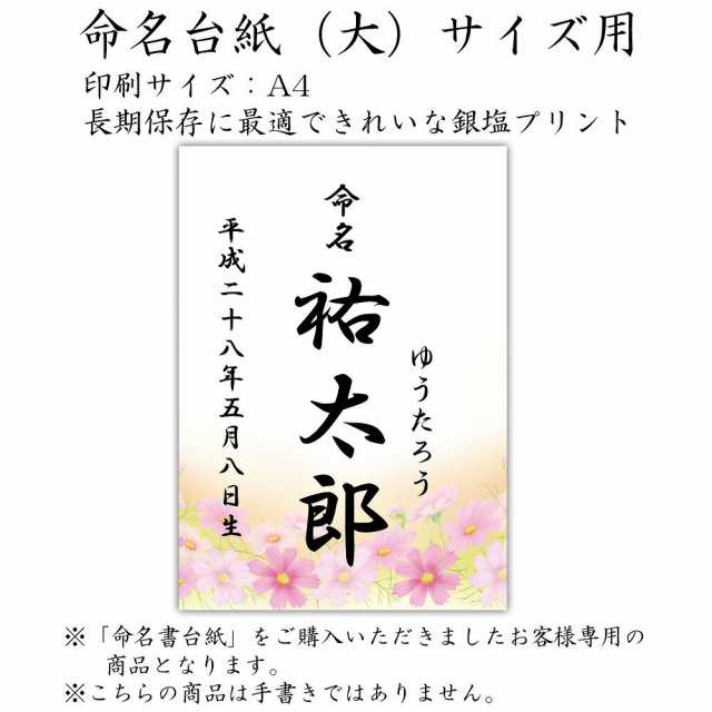 デザイン命名紙 コスモス 命名書台紙 大 専用 赤ちゃん 命名書 命名紙 かわいい の通販はau Pay マーケット クラウンハート