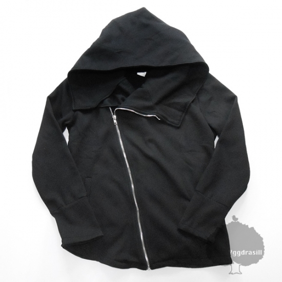 Hooded Zip Up 斜めジップ パーカー 黒 無地 M 裏起毛 メンズ フーディ トップス フードの通販はau Pay マーケット セレクトショップ ユグドラシル