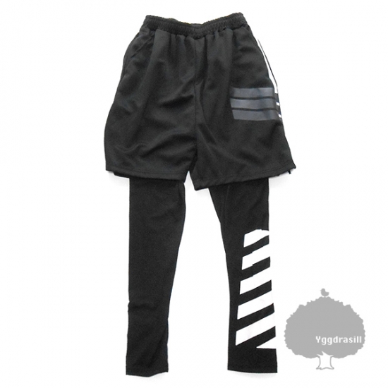 レギンス付 ハーフパンツ セット トレーニング ランニング 黒 M スパッツ ライン入り ストライプ 黒白 メンズ 父の日 ボーダー ブラック の通販はau Pay マーケット Ygg Store