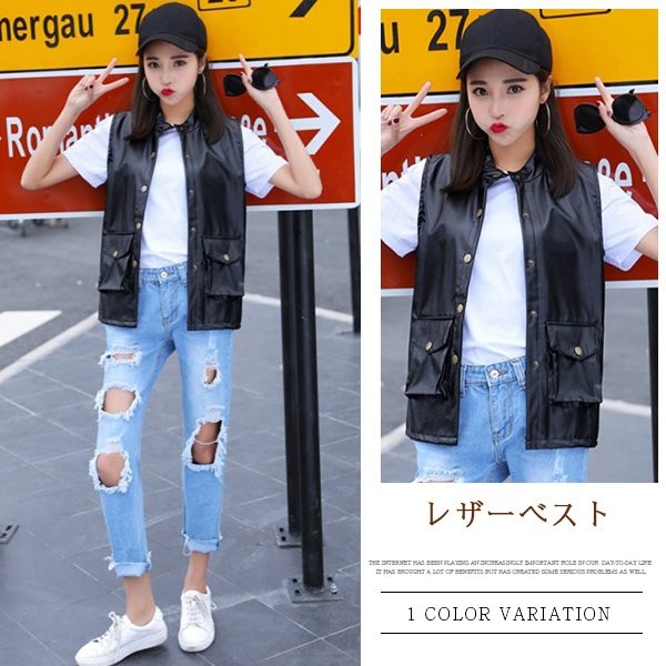 レザーベスト 革ベスト ライダース ジャケット バイク用 ライダースベスト レディース フェイクレザー 大きいサイズ ショート丈 Pu スリの通販はau Pay マーケット サンク