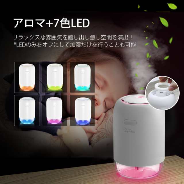 加湿器 卓上 オフィス 静音 小型 ミニ加湿器 除菌 7色LEDランプ 260ml 持ち運び便利 空焚き防止車載 車用 加湿器 蓄電可能の通販はau  PAY マーケット - ASKRTECH