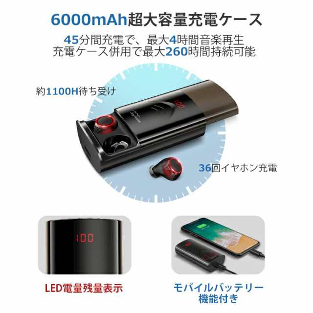 Bluetooth イヤホン ワイヤレスイヤホン Hi-Fi高音質 Bluetooth5.0 260