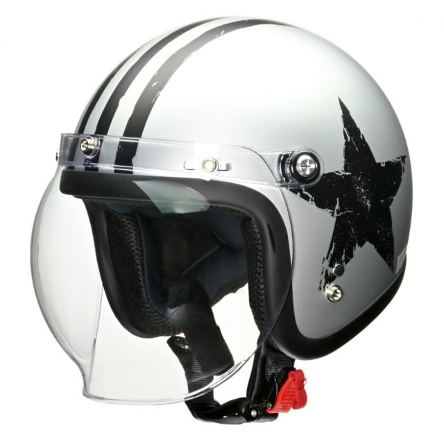 LEAD（リード工業） MOUSSE（ムース） バブルシールド付きジェットヘルメット スターシルバー