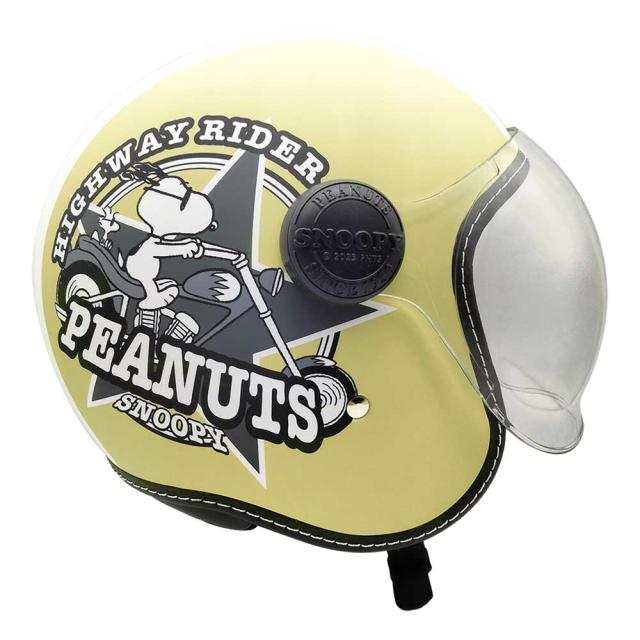 AXS SNOOPY SNJ-105 ハイウェイライダー マットイエロー シールド付きジェットヘルメット_4