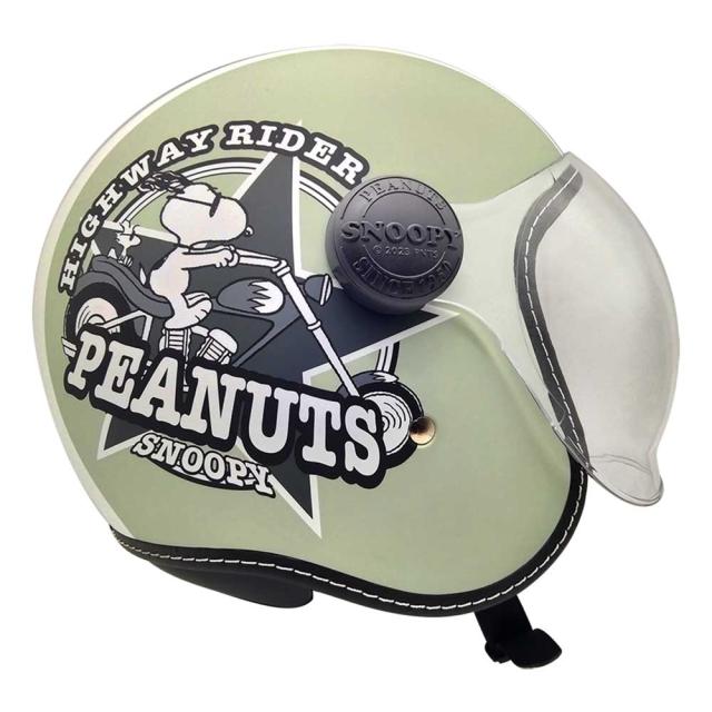 AXS SNOOPY SNJ-109 ハイウェイライダー マットグリーン シールド付きジェットヘルメット_4