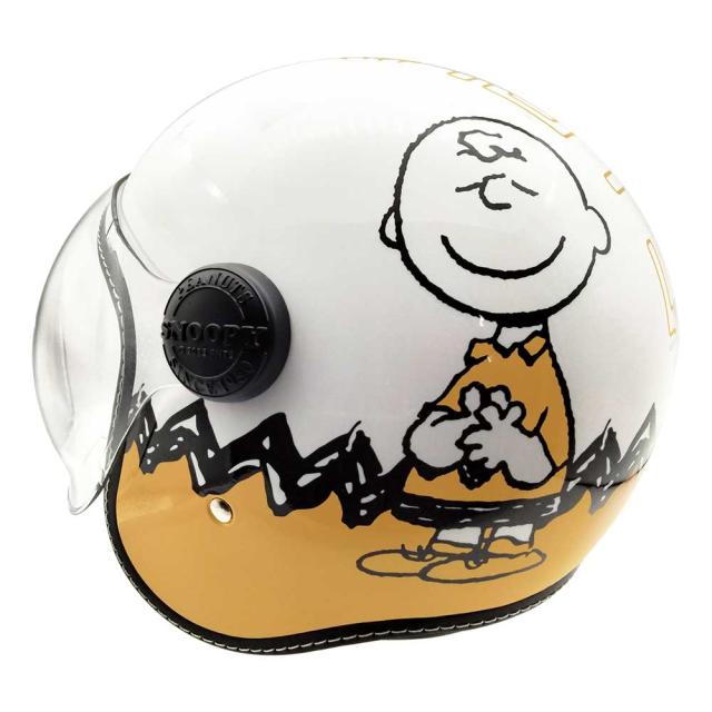 AXS SNOOPY SNJ-110 スヌーピー＆チャーリーブラウン イエロー シールド付きジェットヘルメット_3