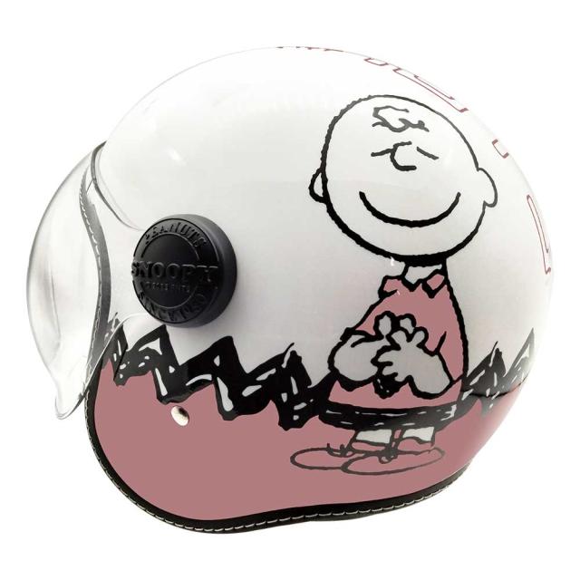 AXS SNOOPY SNJ-112 スヌーピー＆チャーリーブラウン ピンク シールド付きジェットヘルメット_4