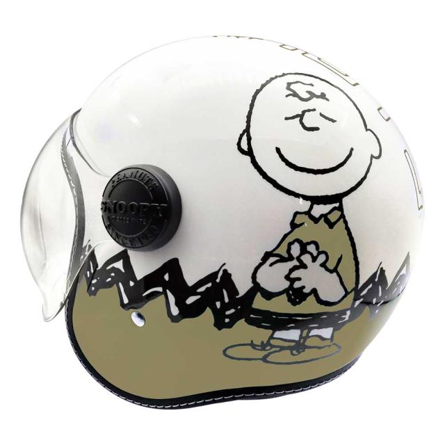 AXS SNOOPY SNJ-113 スヌーピー＆チャーリーブラウン ベージュ シールド付きジェットヘルメット_2