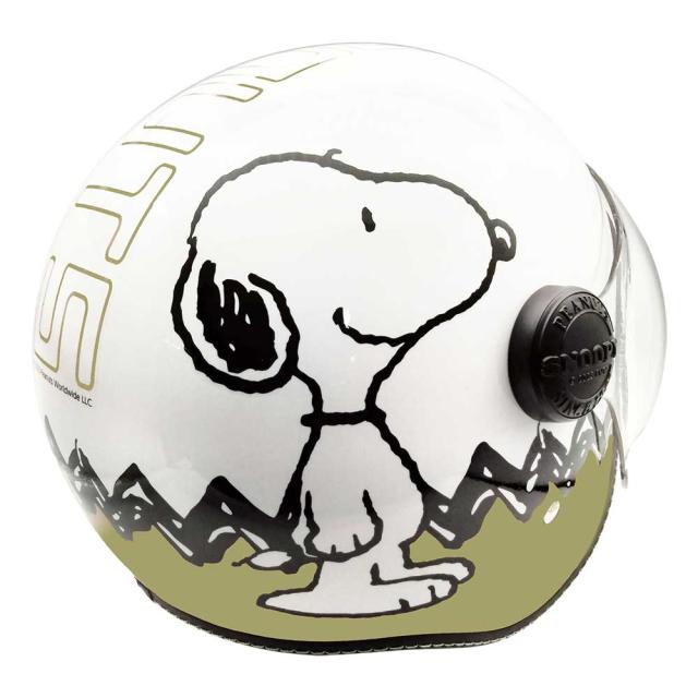 AXS SNOOPY SNJ-113 スヌーピー＆チャーリーブラウン ベージュ シールド付きジェットヘルメット_3