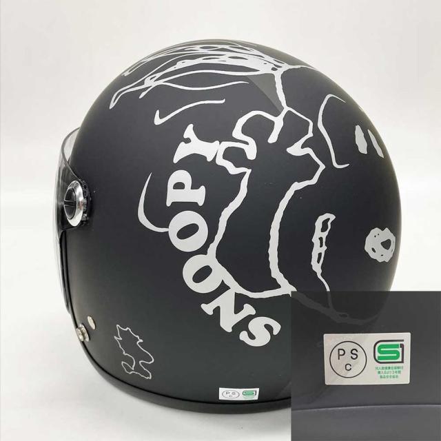 AXS SNOOPY（スヌーピー）ジェットヘルメット PEEK-A-BOO マットブラック SNJ-80_6