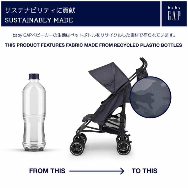 ベビーギャップ シングル ベビーカー ブラック カモ B型ベビーカー 1人用 baby GAP ストローラー デルタ